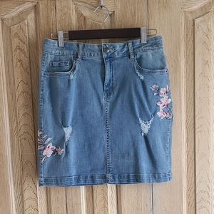 Distressed Demin Skirt